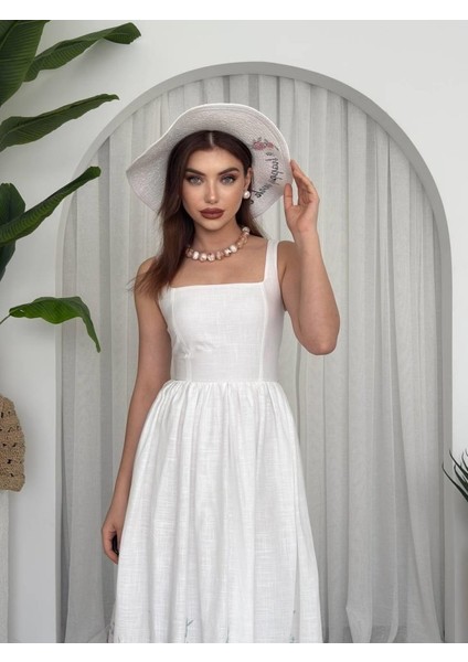 Mazi Çiçek Desenli Elbise