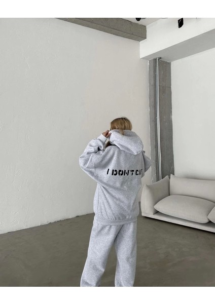 Nakış Işlemeli Üç Iplik Sweat Takım- Gri indirimleri
