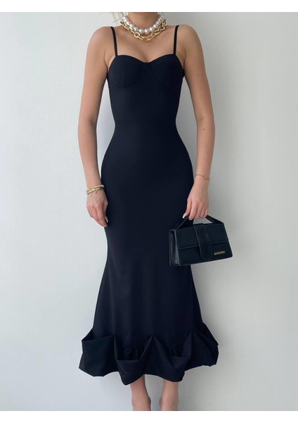 Dominic Eteği Büzgülü Midi Boy Elbise modelleri