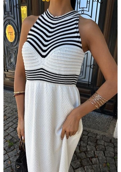 Roba Çizgili Uzun Triko Elbise 2858 indirimleri