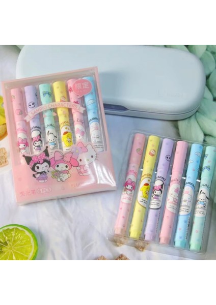 6'lı Fosforlu Kalem Seti - Sanrio Karakterleri, Kuromi, Hello Kitty fiyatları