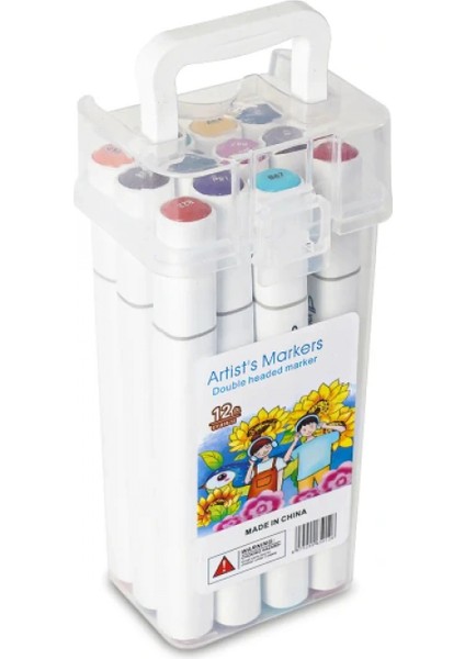 12 Parça Çift Taraflı Marker Boya Kalemi