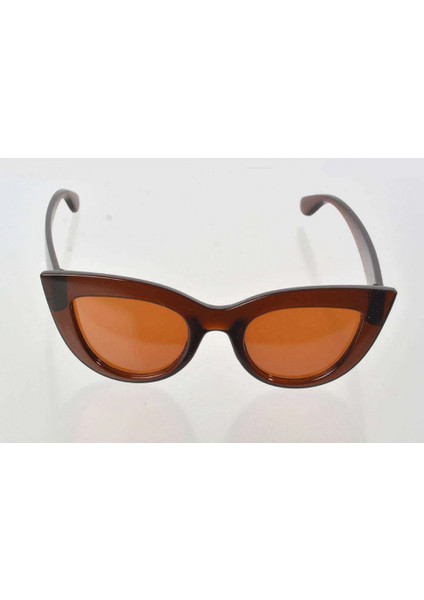Kahverengi Çerçeve Cat Eye Kadın Güneş Gözlüğü - Moda Gözlük