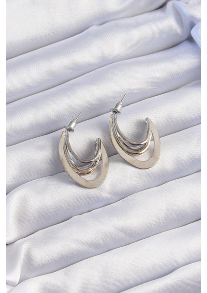 Pirinç Gold Gümüş Renkli Düz Plaka Halka Küpe - TJ-BKP9229