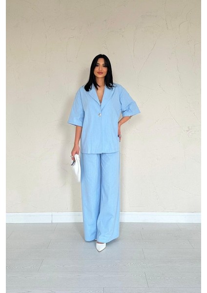 Mavi Önü Tek Düğmeli Ceket Pantolon Takım fiyatları