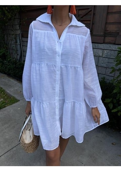 Gömlek Yaka Pileli Elbise 2898 modelleri