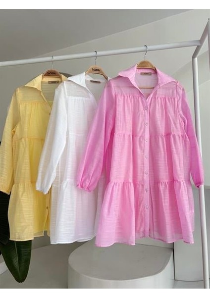 Gömlek Yaka Pileli Elbise 2898