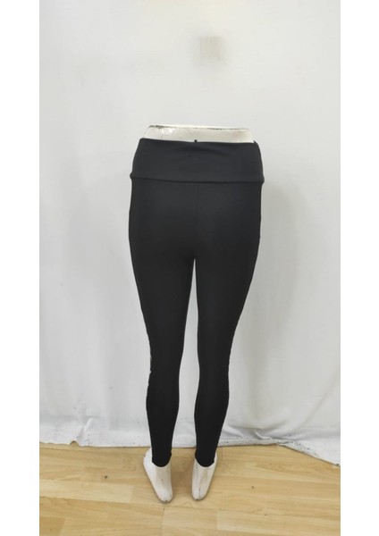 Kadın Yüksek Bel Leopar Desen ve Cep Detaylı Dalgıç Tayt