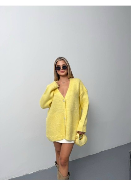 Kadın Şardonlu Uzun Triko Hırka