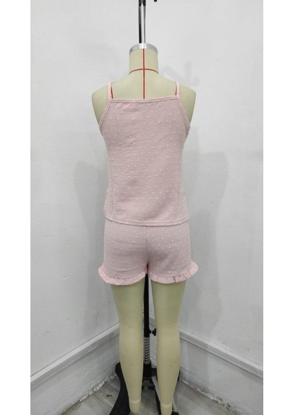 Kadın Ip Askılı Atlet ve Alt Pon Pon Aerobin Short Takım