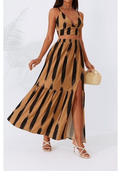 Kadın Kolsuz Askılı Crop Ikili Süprem Takım