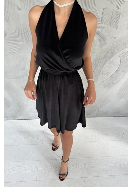 Siyah Boyundan Geçmeli Elbise modelleri