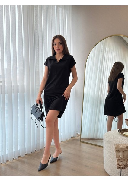 Kadın Kısa Kollu Yakalı Viskon Iki Iplik Elbise indirimleri