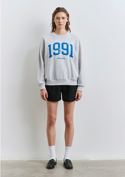 1991 Baskılı Gri Sweatshirt 1S10361-87033