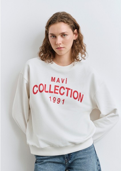 Mavi Collection Baskılı Ekru Sweatshirt 1S10359-80194