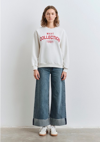 Mavi Collection Baskılı Ekru Sweatshirt 1S10359-80194