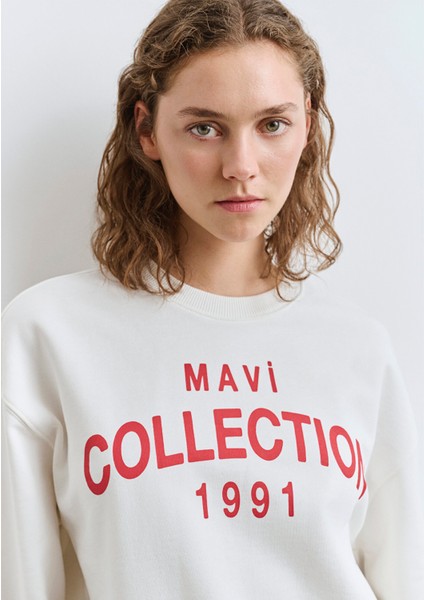 Mavi Collection Baskılı Ekru Sweatshirt 1S10359-80194