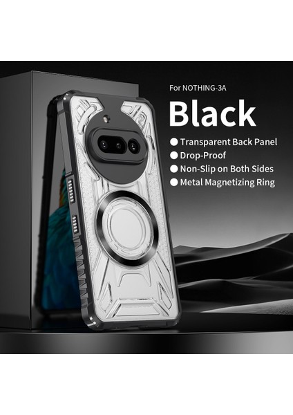 Case For Nothing Phone 3A Için Manyetik Halkalı Şeffaf Akrilik Darbeye Dayanıklı Koruyucu Kılıf-Siyah (Yurt Dışından)