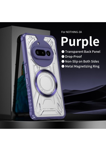 Case For Nothing Phone 3A Için Manyetik Halkalı Şeffaf Akrilik Darbeye Dayanıklı Koruyucu Kılıf-Mor (Yurt Dışından)