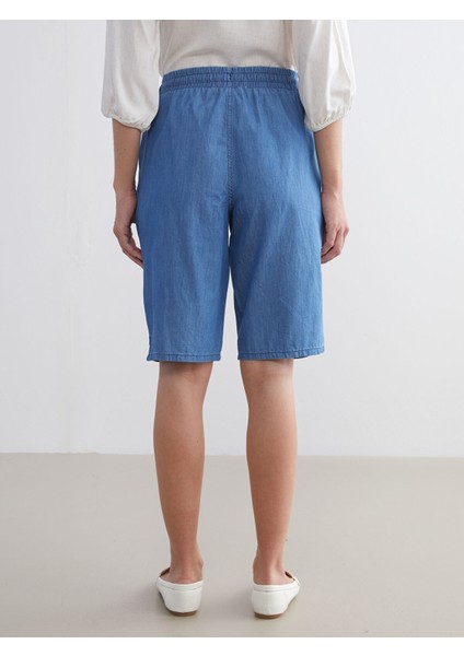 Yeni Sezon Beli Lastikli Bermuda Fit Kadın Jean Şort indirimleri