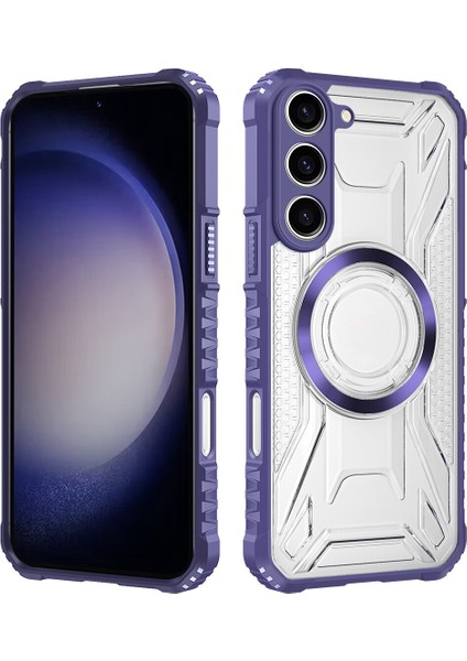 Case For Samsung Galaxy S23 Plus Için Manyetik Halkalı Şeffaf Akrilik Darbeye Dayanıklı Koruyucu Kılıf-Mor (Yurt Dışından)