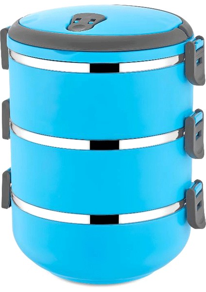 Mavi 3lü Sefer Tası Saklama Kabı 1.8lt (4887)