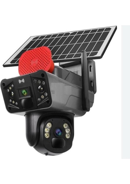 3815 4g Sim Kartlı Solar Siren + Çift Yön Ses + Işık IP66 KAMERA6MP 2 Lens 3 Görüntü indirimleri