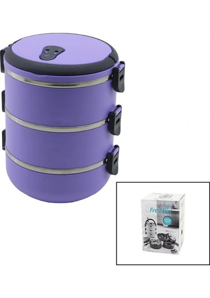 Lila 3lü Sefer Tası Saklama Kabı 1.8lt (4887)