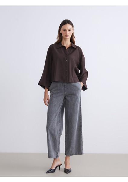 Yeni Sezon Beli Lastikli Wideleg Kadın Jean Pantolon