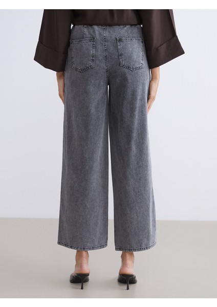 Yeni Sezon Beli Lastikli Wideleg Kadın Jean Pantolon fırsatları