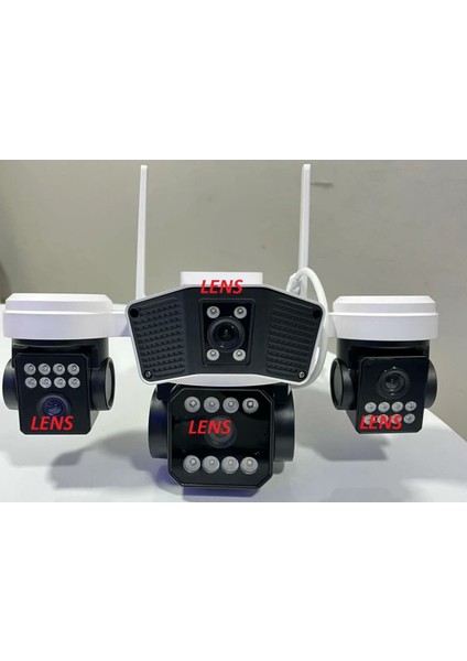 6064 Wifi 4 Lens Mikrofon + Hoparlör + Siren + Alarm Kamera