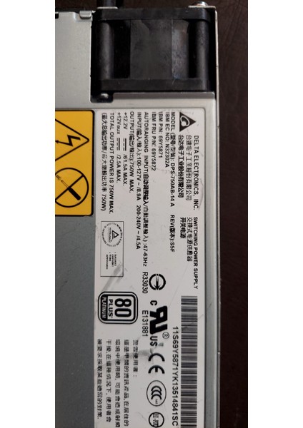 69Y5872 Ibm 750W Hıgh Effıcıency Power Supply For Ibm System X3550 M4 X3650 M4 Refrubıshed