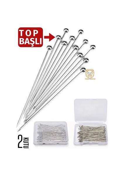 Bx Top Başlı Iğne 2 Kutu 100 Adet Başörtü Iğnesi Toplu Iğne