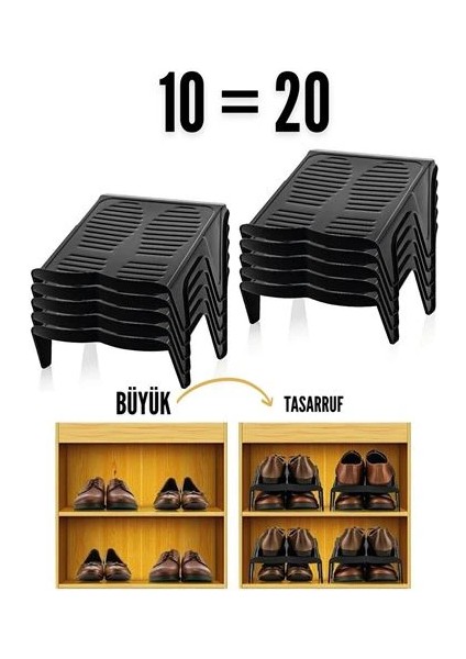 Bx 10 Lu Ayakkabı Rampası Yer Tasarruf Organizeri Mehle-Twin