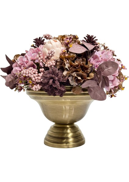 Eskitme Saksılı Lila Çiçekli Aranjman