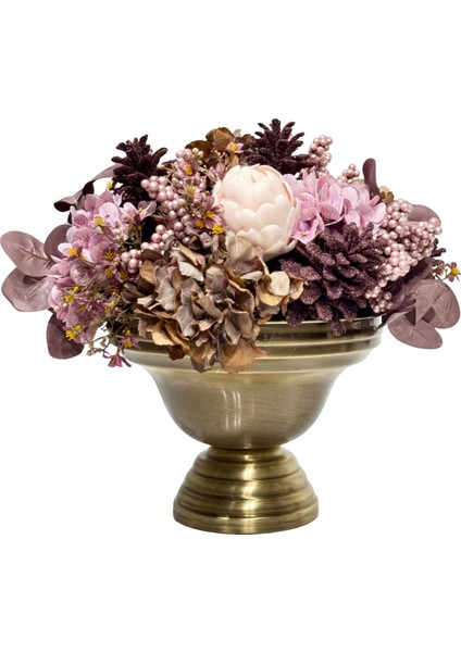 Eskitme Saksılı Lila Çiçekli Aranjman fiyatları