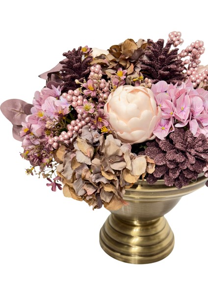 Eskitme Saksılı Lila Çiçekli Aranjman indirimleri