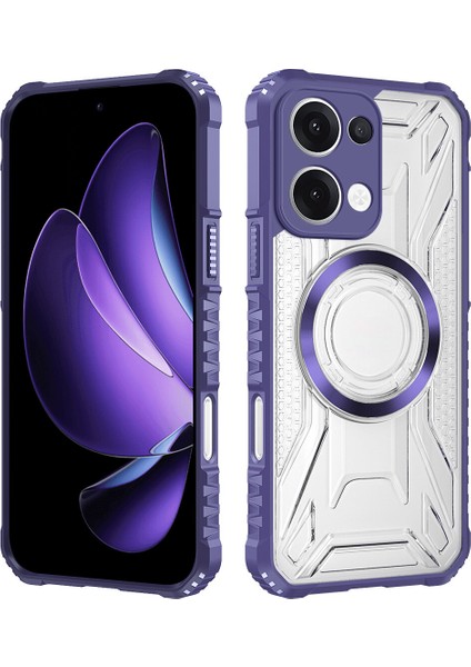 Case For Oppo RENO13 Için Manyetik Halkalı Şeffaf Akrilik Darbeye Dayanıklı Koruyucu Kılıf-Mor (Yurt Dışından)