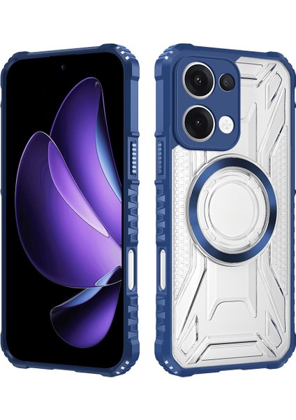 Case For Oppo RENO13 Için Manyetik Halkalı Şeffaf Akrilik Darbeye Dayanıklı Koruyucu Kılıf-Mavi (Yurt Dışından)