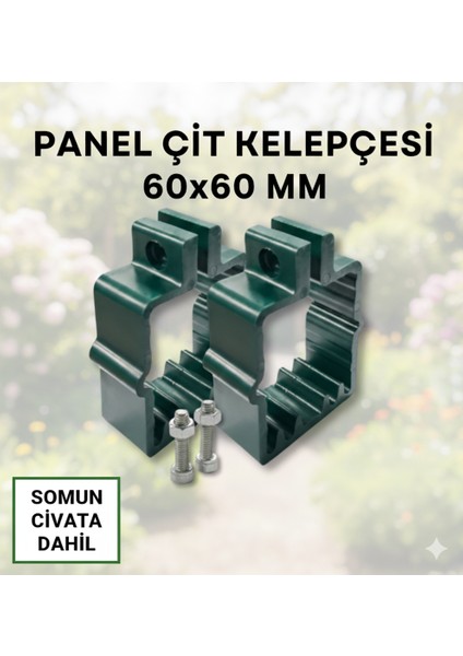 Panel Çit Plastik Kelepçe (Klips) Yeşil 60X60MM Ebatlarında Çinko Kaplı Vida ve Somun Dahil ***20 Adet***
