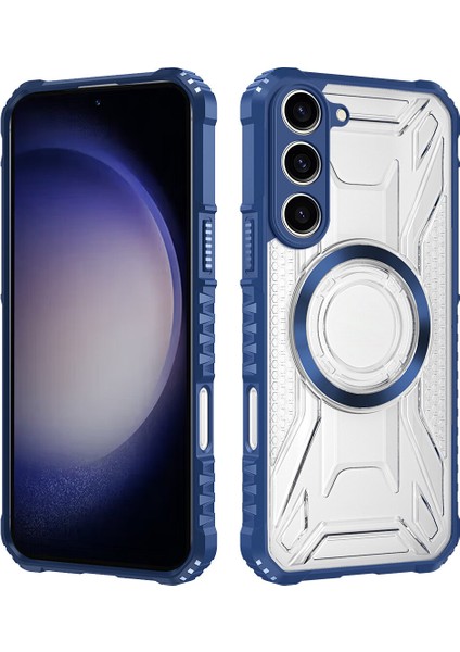 Case For Samsung Galaxy S23 Plus Için Manyetik Halkalı Şeffaf Akrilik Darbeye Dayanıklı Koruyucu Kılıf-Mavi (Yurt Dışından)