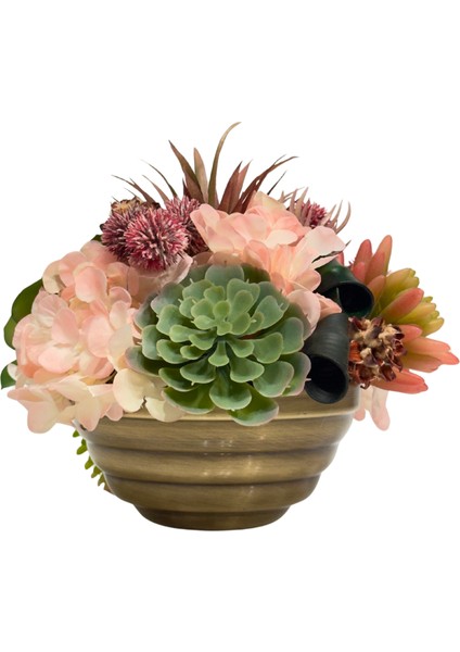 Pembe Çiçekli Eskitme Kaseli Aranjman modelleri