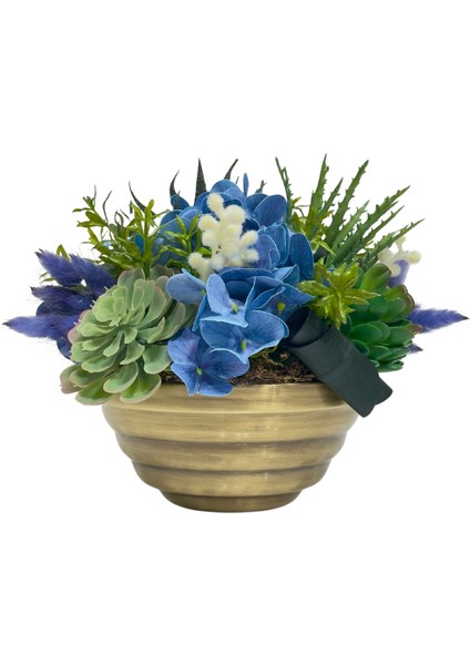 Mavi Çiçekli Eskitme Kaseli Aranjman modelleri