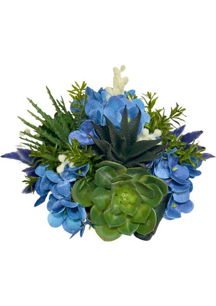 Mavi Çiçekli Eskitme Kaseli Aranjman fırsatları