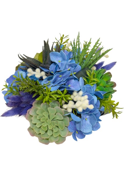 Mavi Çiçekli Eskitme Kaseli Aranjman indirimleri