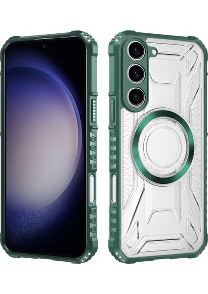 Case For Samsung Galaxy S23 Plus Için Manyetik Halkalı Şeffaf Akrilik Darbeye Dayanıklı Koruyucu Kılıf-Yeşili (Yurt Dışından)