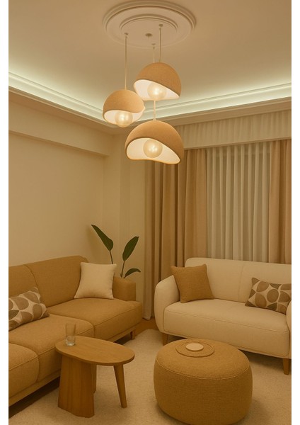 Beton Görünümlü Iskandinav Bohem Tarz 3’lü Sarkıt Avize Profesyonel TASARIM(E27 Gün Işığı Ampul Ile) fiyatları