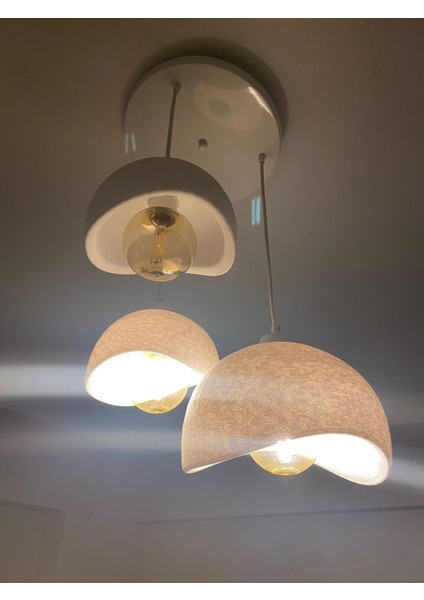 Beton Görünümlü Iskandinav Bohem Tarz 3’lü Sarkıt Avize Profesyonel TASARIM(E27 Gün Işığı Ampul Ile) modelleri