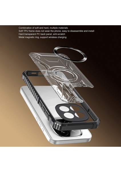 Case For Xiaomi Redmi Note 13 5g Için Manyetik Halkalı Şeffaf Akrilik Darbeye Dayanıklı Koruyucu Kılıf-Siyah (Yurt Dışından) fiyatları