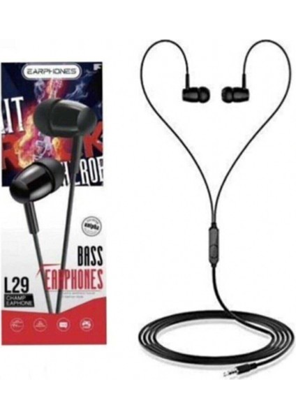 L29 Platzoon Bass Earphones Kulaklık Siyah